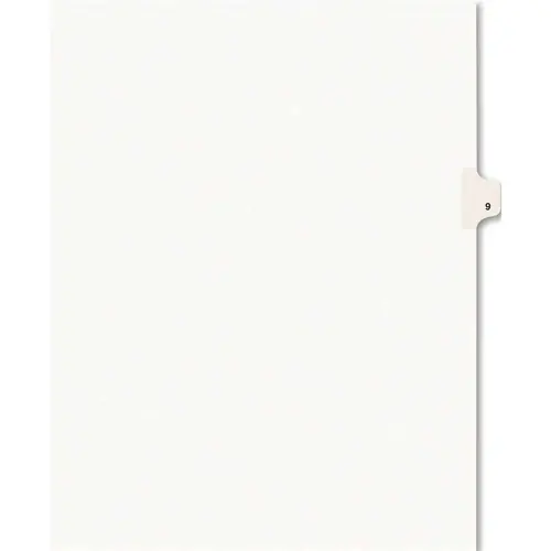AVERY AVERY-STYLE LEGAL SIDE TAB DIVIDER, TITLE: 9, LETTER, WHITE AVERY AVERY-STYLE LEGAL SIDE TAB DIVIDER, TITLE: 9, LETTER, WHITE