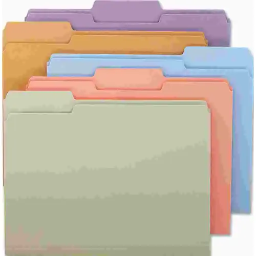 FILE FOLDERS, 1/3 CUT TOP TAB, LETTER, ASSORTED COLORS FILE FOLDERS, 1/3 CUT TOP TAB, LETTER, ASSORTED COLORS