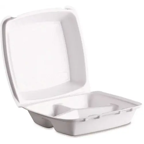 Triple-Compartment Foam Container White - pack of 200
