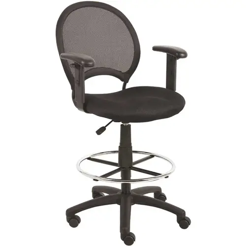 Black Mesh Drafting Stool with Adjustable Arms Black Mesh Drafting Stool with Adjustable Arms