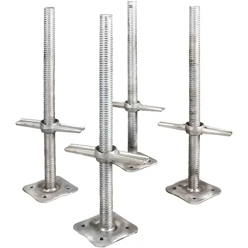 24 in. Adjustable Scaffold Leveling Jack in Galvanized Steel with Heavy Duty Base Plate and Wing Nut Screw