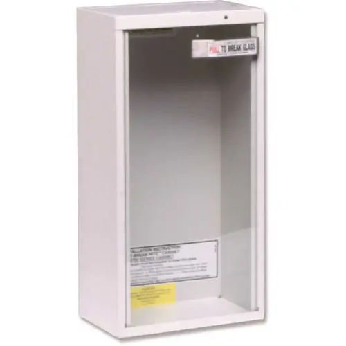 18 in. H x 6 in. W x 6 in. D 5 lb. Heavy-Duty Steel Surface Mount Fire Extinguisher Cabinet in White 18 in. H x 6 in. W x 6 in. D 5 lb. Heavy-Duty Steel Surface Mount Fire Extinguisher Cabinet in White