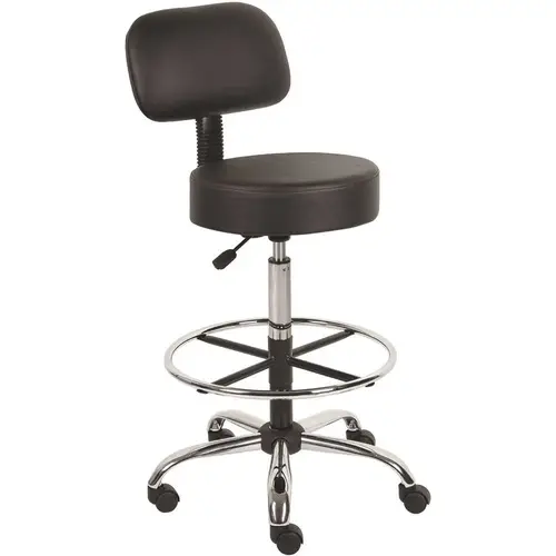 Black Vinyl Task Counter Stool with Back Rest and Seat Height Adjustment Black Vinyl Task Counter Stool with Back Rest and Seat Height Adjustment