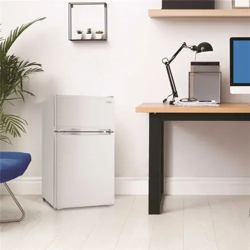 Designer 3.1 cu. ft. Mini 2-Door Refrigerator in White with Freezer Designer 3.1 cu. ft. Mini 2-Door Refrigerator in White with Freezer