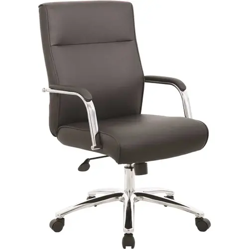 Black Executive Desk Chair with Chrome Finish Base and Padded Arms Black Executive Desk Chair with Chrome Finish Base and Padded Arms