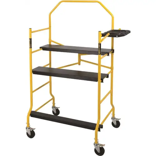 Jobsite Series 3.3 ft. L x 6.3 ft. H x 2.6 ft. D Scaffold Work Platform with Safety Rail and Tool Tray, 900 lb. Capacity Jobsite Series 3.3 ft. L x 6.3 ft. H x 2.6 ft. D Scaffold Work Platform with Safety Rail and Tool Tray, 900 lb. Capacity