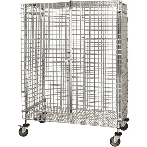 1000 lbs. 24 in. x 60 in. x 69 in. Stem Castered Wire Security Cart in Chrome