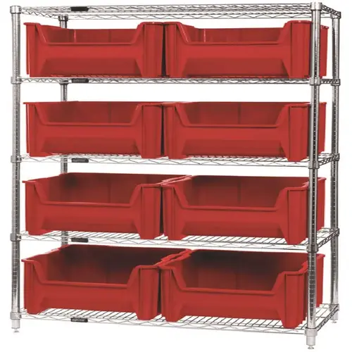 18 in. x 36 in. x 74 in. Giant Stack Container Wire Shelving System 5-Tier in Red 18 in. x 36 in. x 74 in. Giant Stack Container Wire Shelving System 5-Tier in Red