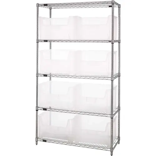 18 in. x 42 in. x 74 in. Giant Stack Container Wire Shelving System 5-Tier in Clear 18 in. x 42 in. x 74 in. Giant Stack Container Wire Shelving System 5-Tier in Clear