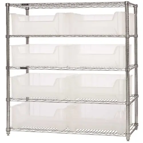 36 in. L x 18 in. W x 74 in. H Giant Stack Container Wire Shelving System 5-Tier in Clear 36 in. L x 18 in. W x 74 in. H Giant Stack Container Wire Shelving System 5-Tier in Clear