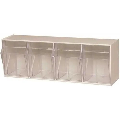 Clear Tip Out Bin- 4 Compartments Small Part Organizer White Clear Tip Out Bin- 4 Compartments Small Part Organizer White