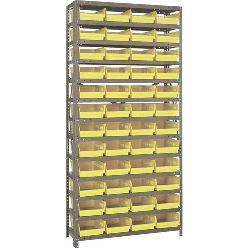 Economy 4 in. Shelf Bin 18 in. x 36 in. x 75 in. 13-Tier Shelving System Complete with QSB108 Yellow Bins Economy 4 in. Shelf Bin 18 in. x 36 in. x 75 in. 13-Tier Shelving System Complete with QSB108 Yellow Bins