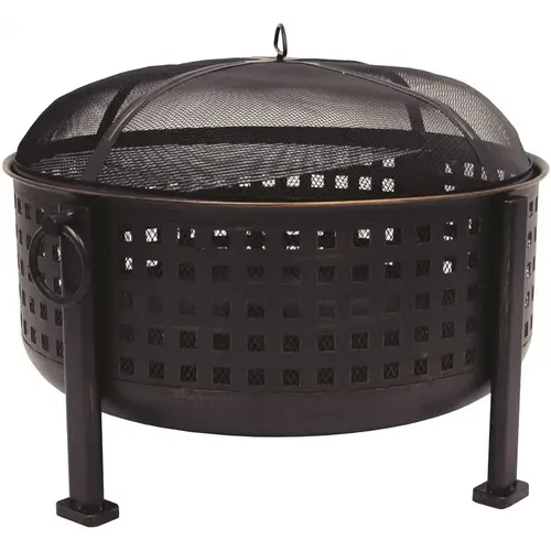 Langston 30 in. Round Deep Bowl Steel Fire Pit in Rubbed Bronze