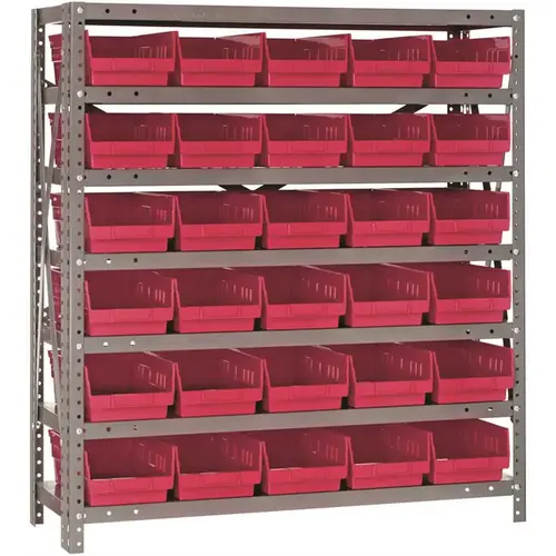 economy 4 in shelf bin 12 in. x 36 in. x 39 in. 7-Tier Shelving System Complete with QSB102 Red Bins economy 4 in shelf bin 12 in. x 36 in. x 39 in. 7-Tier Shelving System Complete with QSB102 Red Bins