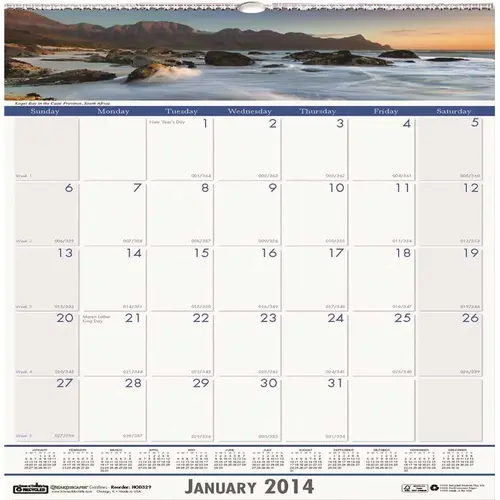 COASTLINES MONTHLY WALL CALENDAR, 12 X 12, 2014