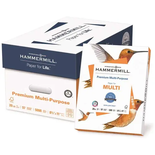 20 lbs. 8-1/2 in. x 11 in. Premium Multi-Purpose Paper, White - pack of 5000
