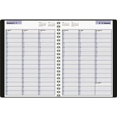 WEEKLY APPOINTMENT BOOK, 15-MINUTE RULING, 8 X 11, BLACK