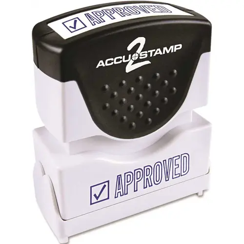 ACCUSTAMP2 SHUTTER STAMP WITH MICROBAN, BLUE, APPROVED, 1-5/8 IN. X 1/2 IN