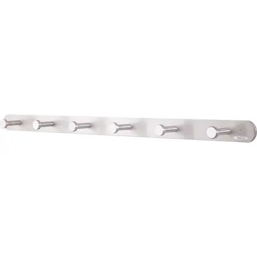 6-Hooks Metal Satin Aluminum Nail Head Wall Coat Rack Silver 6-Hooks Metal Satin Aluminum Nail Head Wall Coat Rack Silver