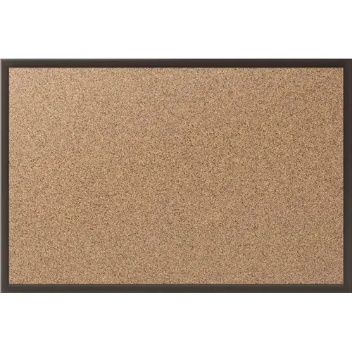 CORK BULLETIN BOARD WITH BLACK ALUMINUM FRAME, 36 IN X 24 IN