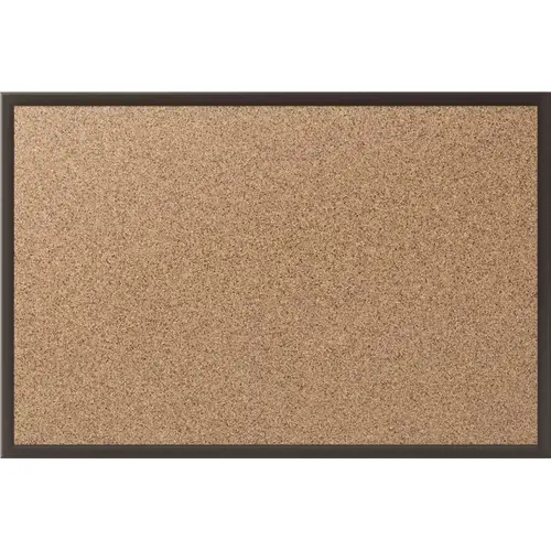 18 in. x 24 in. Bulletin Board with Natural Cork Surface and Black Brown
