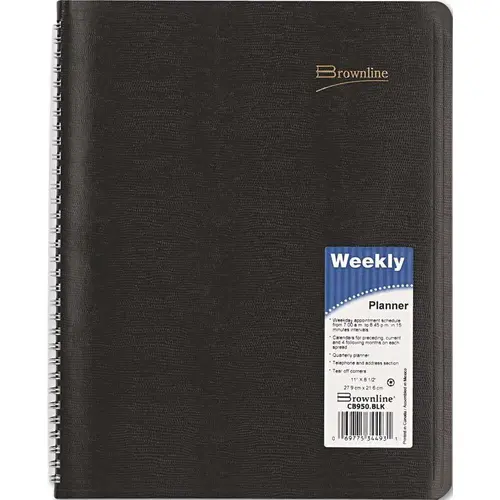 BROWNLINE ESSENTIAL COLUMNAR WEEKLY APPOINTMENT BOOK, 8-1/2 X 11, BLACK BROWNLINE ESSENTIAL COLUMNAR WEEKLY APPOINTMENT BOOK, 8-1/2 X 11, BLACK