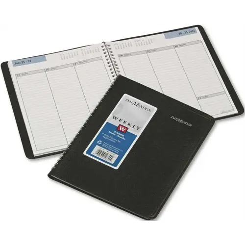 WEEKLY APPOINTMENT BOOK, RULED W/O APPOINTMENT TIMES, 6-7/8 X 8-3/4, BLACK