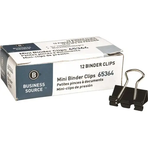 BINDER CLIP, MINI, 9/16 IN., STEEL, 1/4 IN. CAPACITY, BLACK, 1 DOZEN BINDER CLIP, MINI, 9/16 IN., STEEL, 1/4 IN. CAPACITY, BLACK, 1 DOZEN