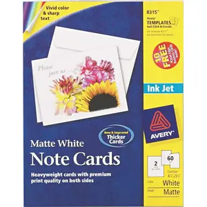 Avery Dennison Corporation 10142167 AVERY PRINTER-COMPATIBLE CARDS, 4-1/4 X 5-1/2, TWO PER SHEET, WITH ENVELOPES White
