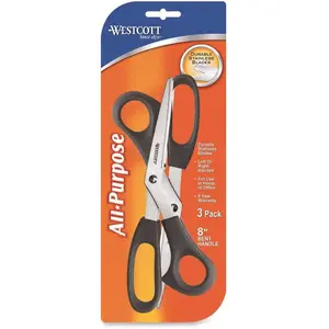 Westcott ACM13402 8 in. L 3-1/2 in. Cut Value Pack Scissors in Black