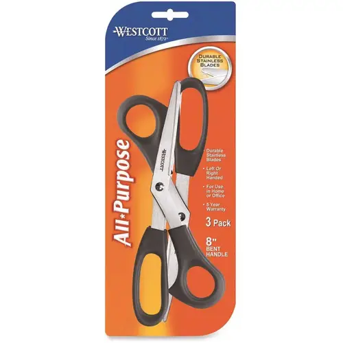 8 in. L 3-1/2 in. Cut Value Pack Scissors in Black
