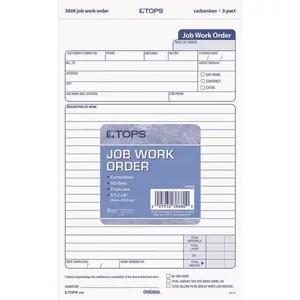 Tops Products TOP3868 5-1/2 in. x 8-1/2 in. Snap-Off Job Work Order Form 3-Part Carbonless 50 Forms Assorted