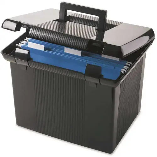 11 in. L x 14 in. W x 11.1 in. D Black Portafile File Storage Moving Box