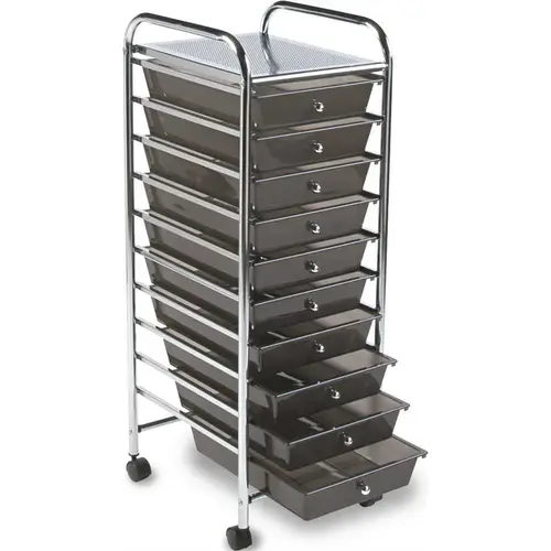 PORTABLE DRAWER ORGANIZERS, 15-1/2W X 13D X 37-5/8H, CHROME/SMOKE