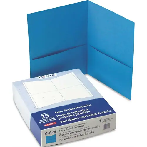 PENDAFLEX TWIN-POCKET PORTFOLIO, EMBOSSED LEATHER GRAIN PAPER, LIGHT BLUE