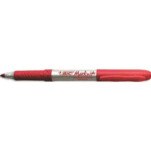 BIC MARK-IT PERMANENT MARKERS, FINE POINT, RAMBUNCTIOUS RED, DOZEN