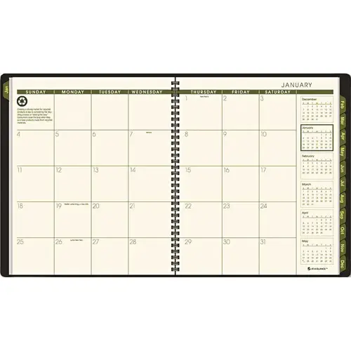 RECYCLED MONTHLY PROFESSIONAL PLANNER, 13 MONTHS (JAN-JAN), GREEN COVER