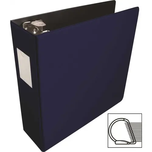 D-RING BINDER, WITH LABEL HOLDER, HEAVY-DUTY, 3 IN., BLUE