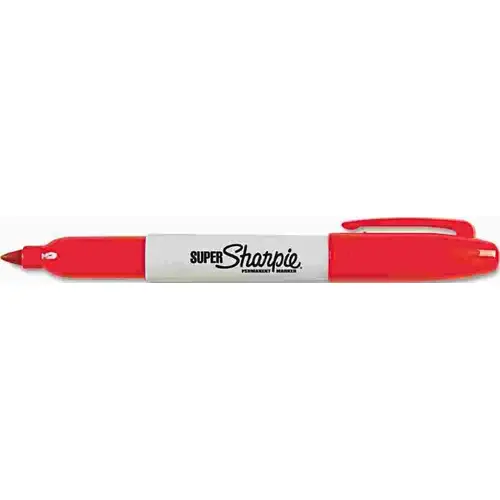 SUPER PERMANENT MARKERS, FINE POINT, RED, DOZEN