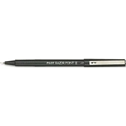 PILOT RAZOR POINT II POROUS POINT STICK PEN, BLACK INK, ULTRA FINE, DOZEN