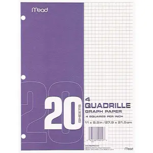 MEAD PRODUCTS LLC MEA19010 Quad Ruled 3-Hole Graph Paper-Letter