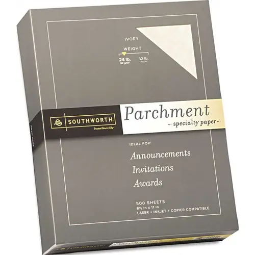 PARCHMENT SPECIALTY PAPER, 24 LBS., 8-1/2 X 11, IVORY PARCHMENT SPECIALTY PAPER, 24 LBS., 8-1/2 X 11, IVORY