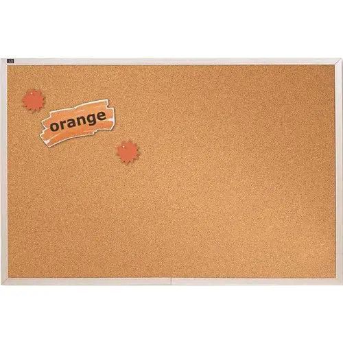 Natural Cork Bulletin Board, 4 ft. x 6 ft., Aluminum Frame Brown