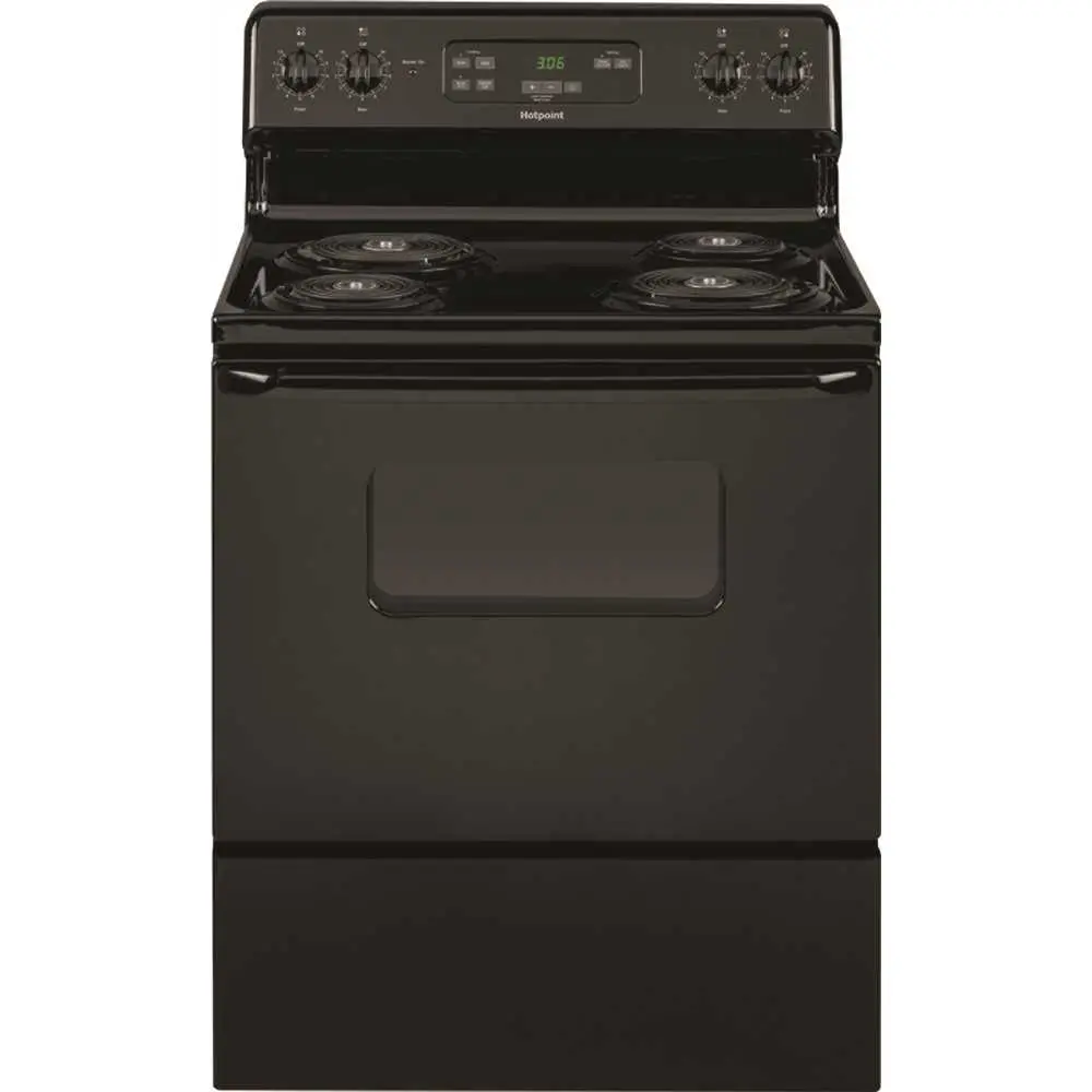 HOTPOINT ENERGY STAR 30 In. 5.0 Cu. Ft. Coil Electric Freestanding Range Manual Clean Black RBS360DMBB
