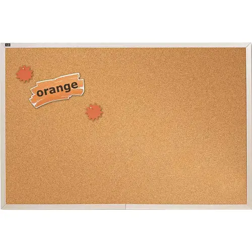 96 in. x 48 in. Anodized Aluminum Frame Natural Cork Bulletin Board Brown