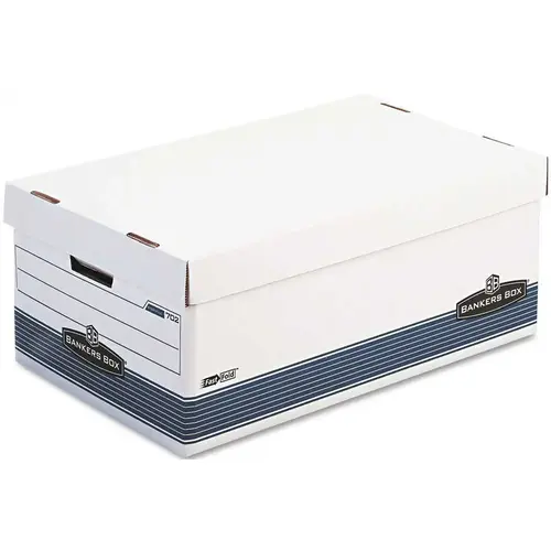 STOR/FILE STORAGE BOX, LEGAL, LOCKING LID, WHITE/BLUE - pack of 4