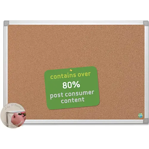 EARTH-IT CORK BOARD, 36 X 48, ALUMINUM FRAME