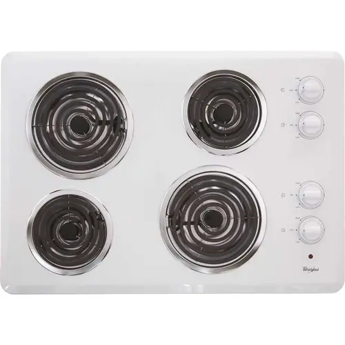 30 in. Coil Electric Cooktop in White with 4 Elements
