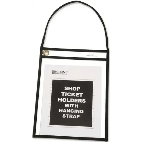 SHOP TICKET HOLDERS, 9 X 12, CLEAR W/BLACK STITCHING