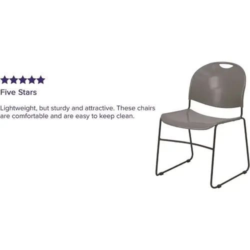 Plastic Stackable Side Chair in Gray Plastic Stackable Side Chair in Gray